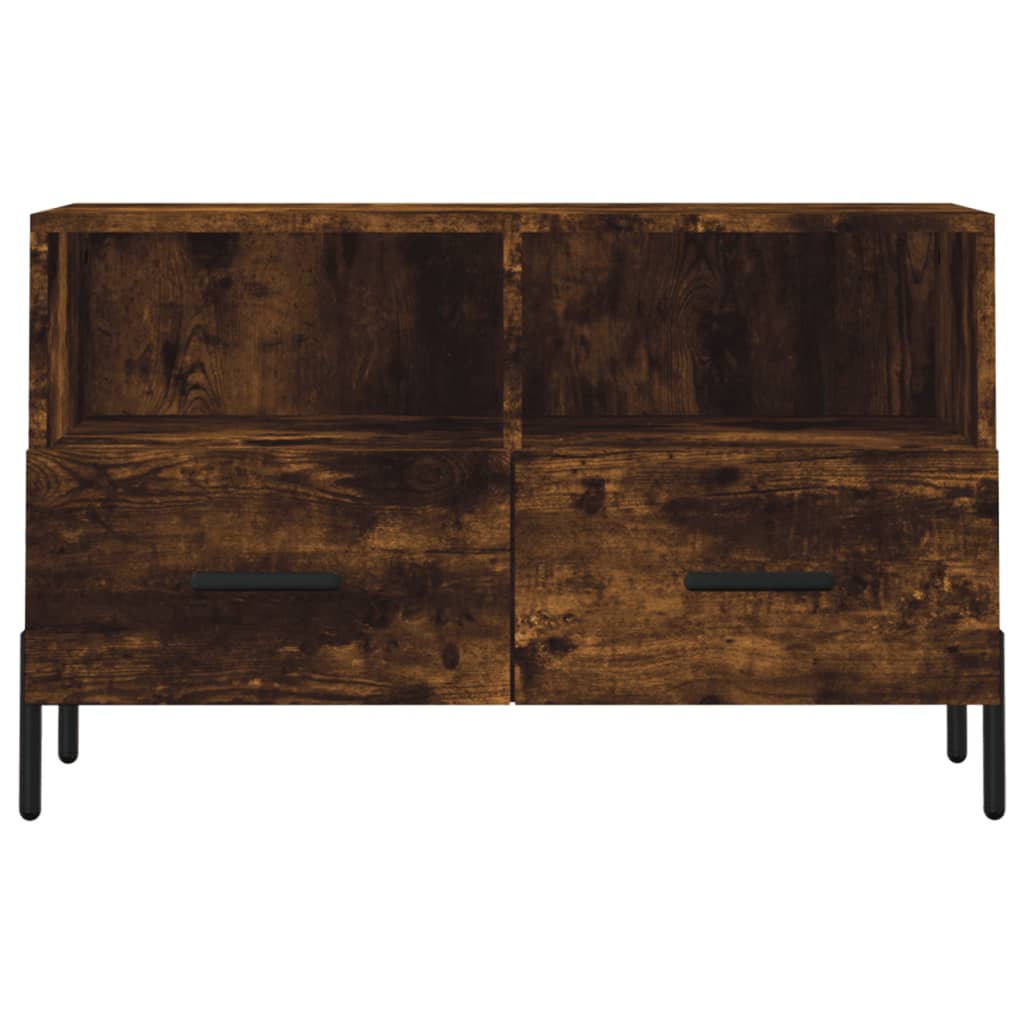 vidaXL Comodă TV, stejar fumuriu, 80x36x50 cm, lemn prelucrat