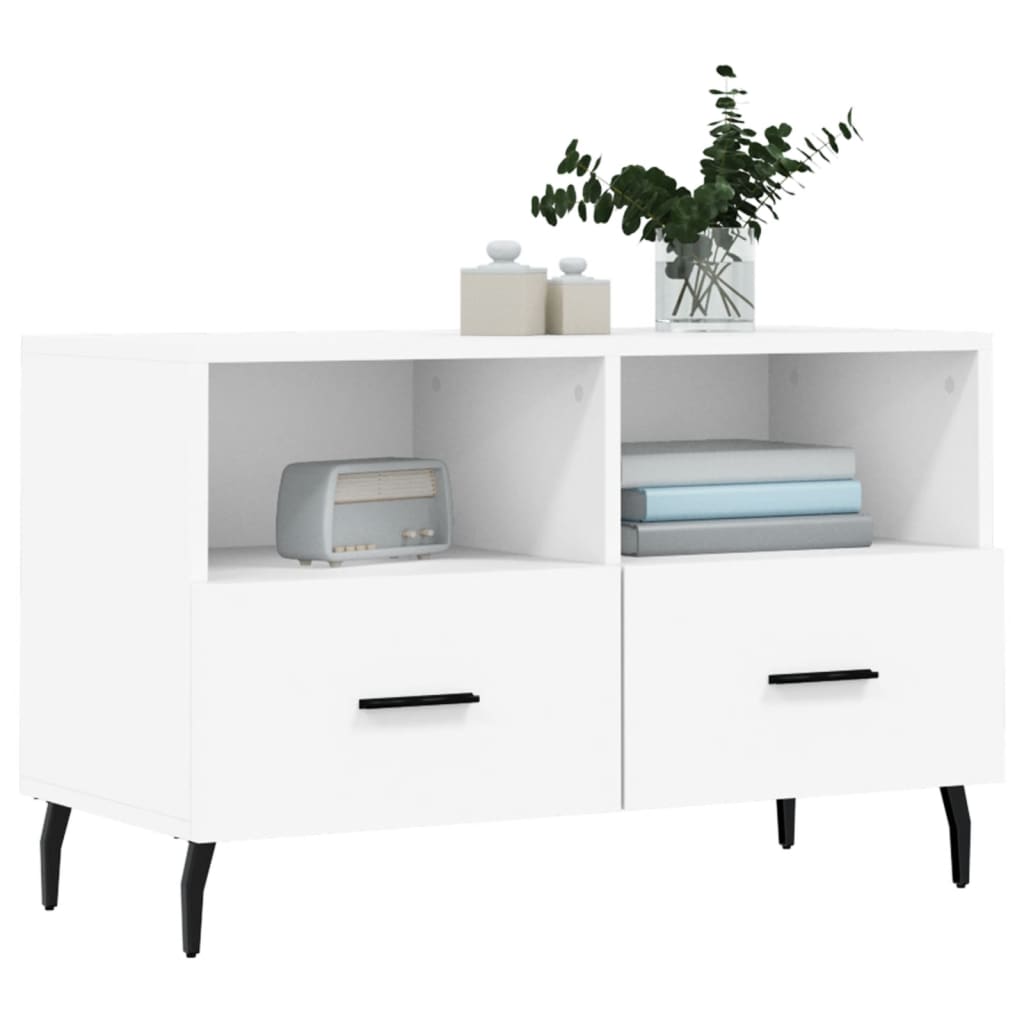 vidaXL Comodă TV, alb, 80x36x50 cm, lemn prelucrat vidaXL Comodă TV, alb, 80x36x50 cm, lemn prelucrat