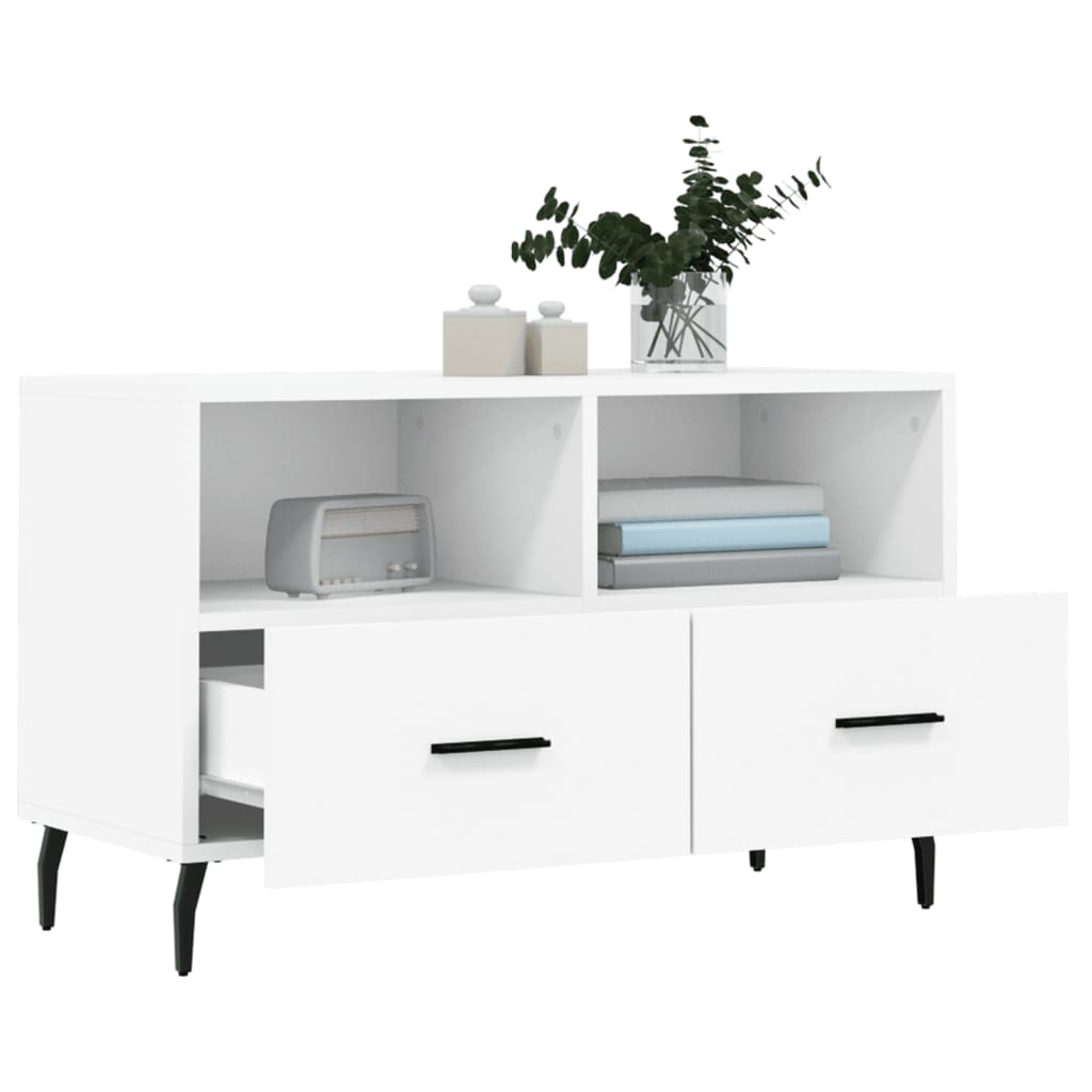 vidaXL Comodă TV, alb, 80x36x50 cm, lemn prelucrat vidaXL Comodă TV, alb, 80x36x50 cm, lemn prelucrat
