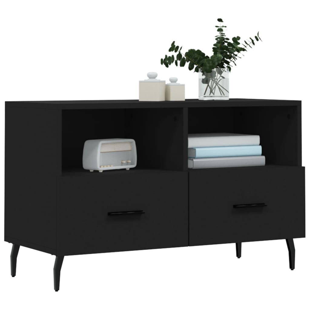 vidaXL Comodă TV, negru, 80x36x50 cm, lemn prelucrat