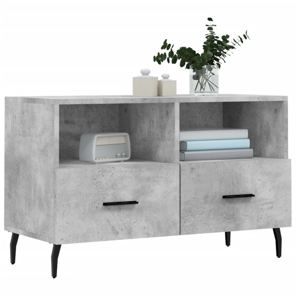 vidaXL Comodă TV, gri beton, 80x36x50 cm, lemn compozit vidaXL Comodă TV, gri beton, 80x36x50 cm, lemn compozit