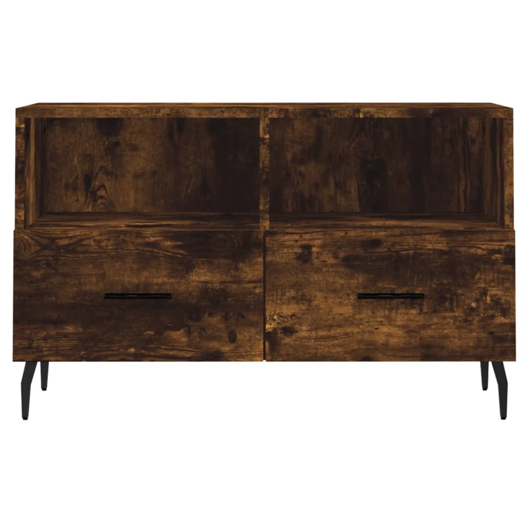 vidaXL Comodă TV, stejar fumuriu, 80x36x50 cm, lemn prelucrat