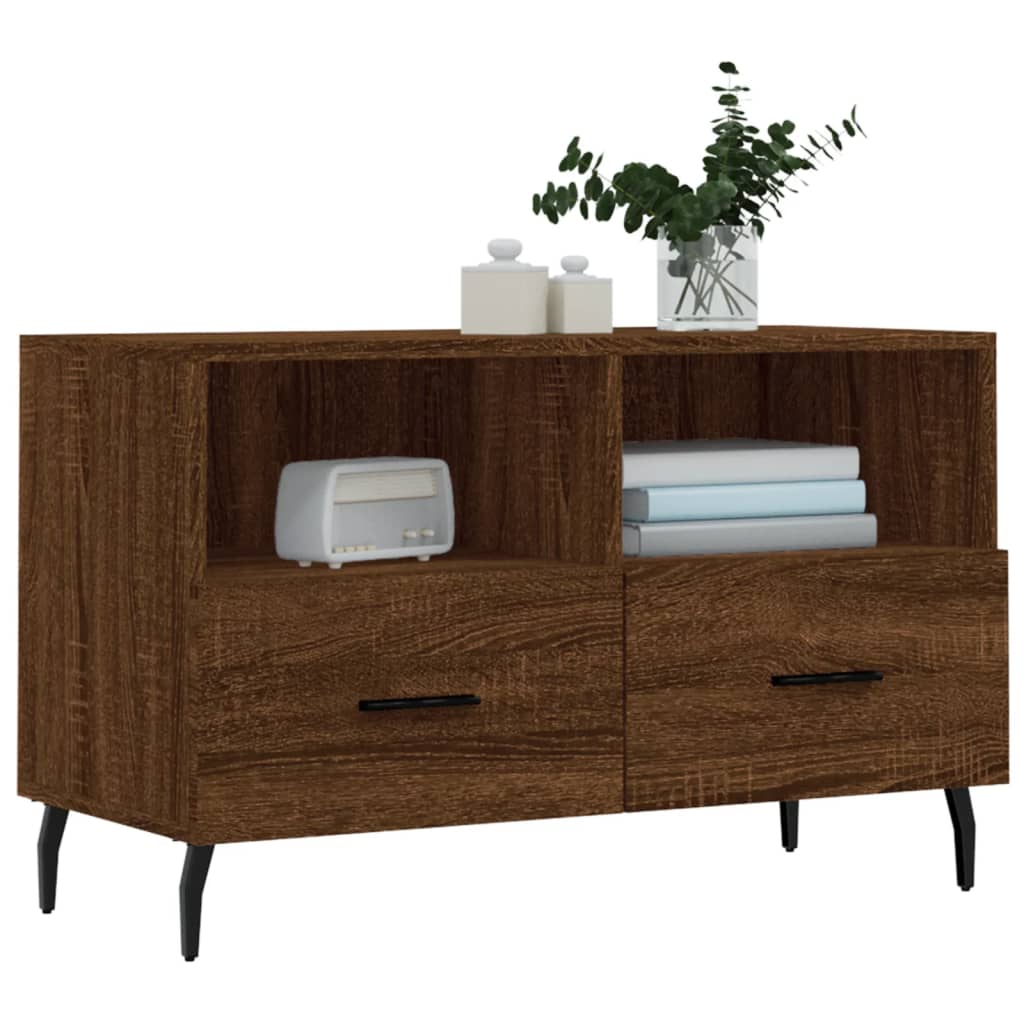 vidaXL Comodă TV, stejar maro, 80x36x50 cm, lemn prelucrat vidaXL Comodă TV, stejar maro, 80x36x50 cm, lemn prelucrat