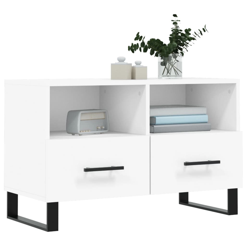 vidaXL Comodă TV, alb, 80x36x50 cm, lemn prelucrat vidaXL Comodă TV, alb, 80x36x50 cm, lemn prelucrat