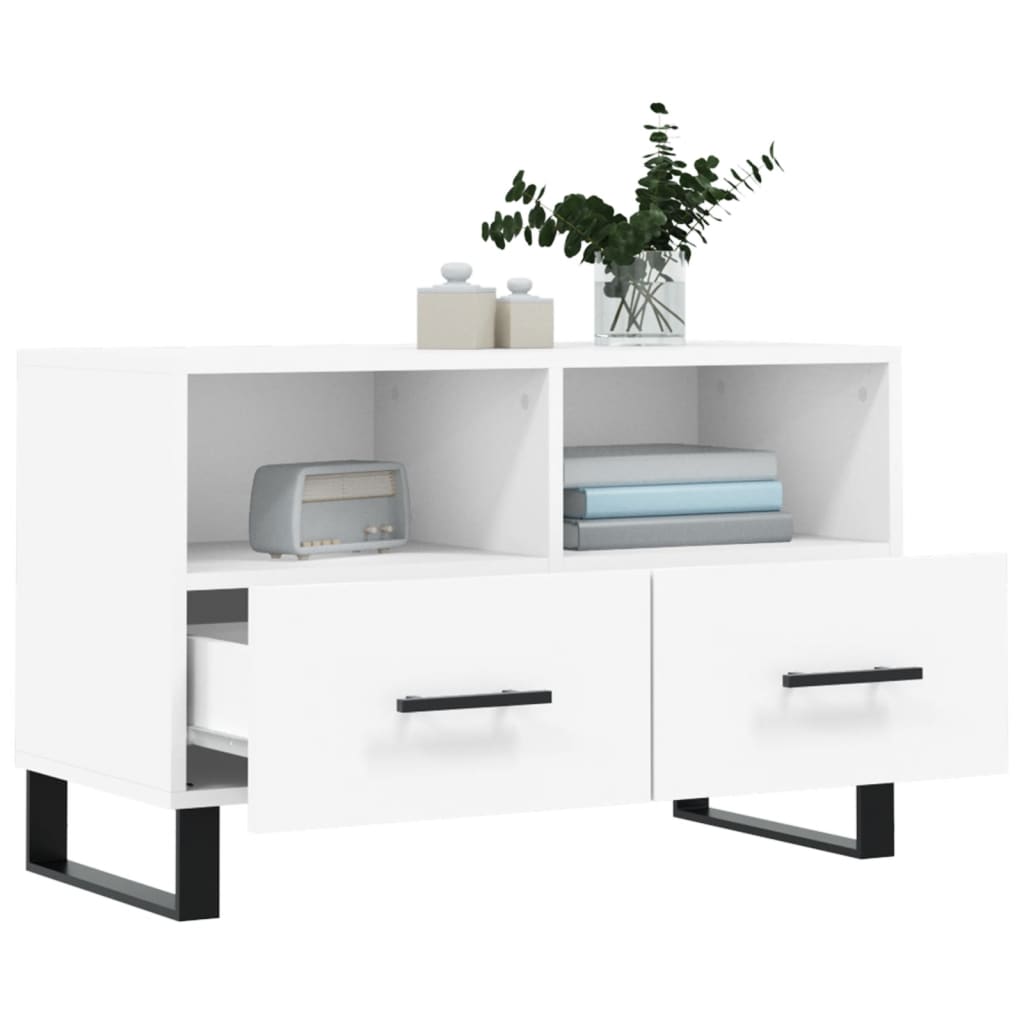 vidaXL Comodă TV, alb, 80x36x50 cm, lemn prelucrat vidaXL Comodă TV, alb, 80x36x50 cm, lemn prelucrat