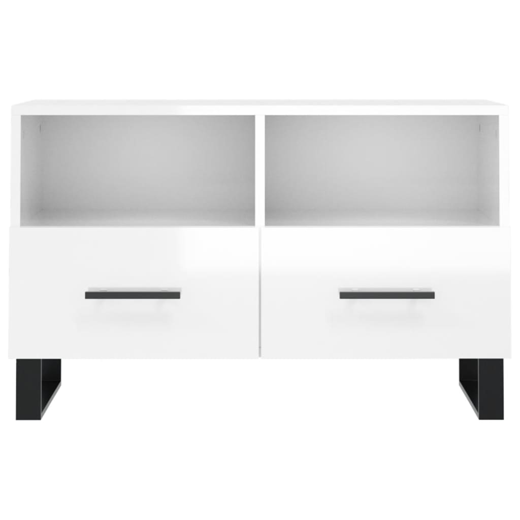 vidaXL Comodă TV, alb extralucios, 80x36x50 cm, lemn prelucrat vidaXL Comodă TV, alb extralucios, 80x36x50 cm, lemn prelucrat