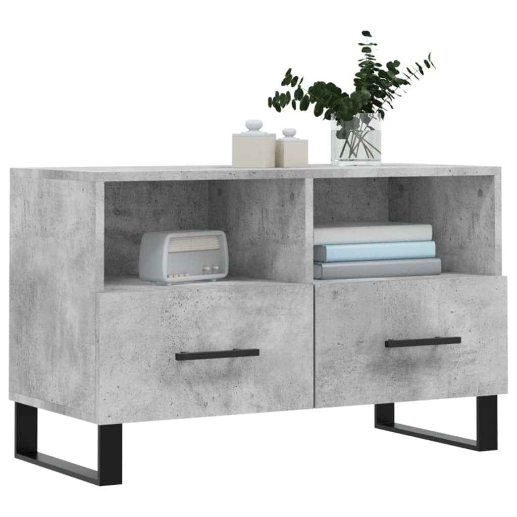 vidaXL Comodă TV, gri beton, 80x36x50 cm, lemn compozit vidaXL Comodă TV, gri beton, 80x36x50 cm, lemn compozit