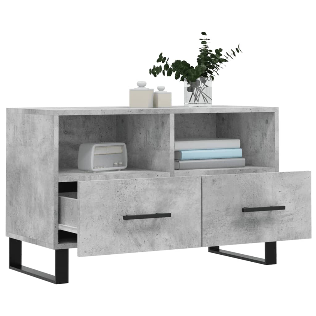 vidaXL Comodă TV, gri beton, 80x36x50 cm, lemn compozit vidaXL Comodă TV, gri beton, 80x36x50 cm, lemn compozit