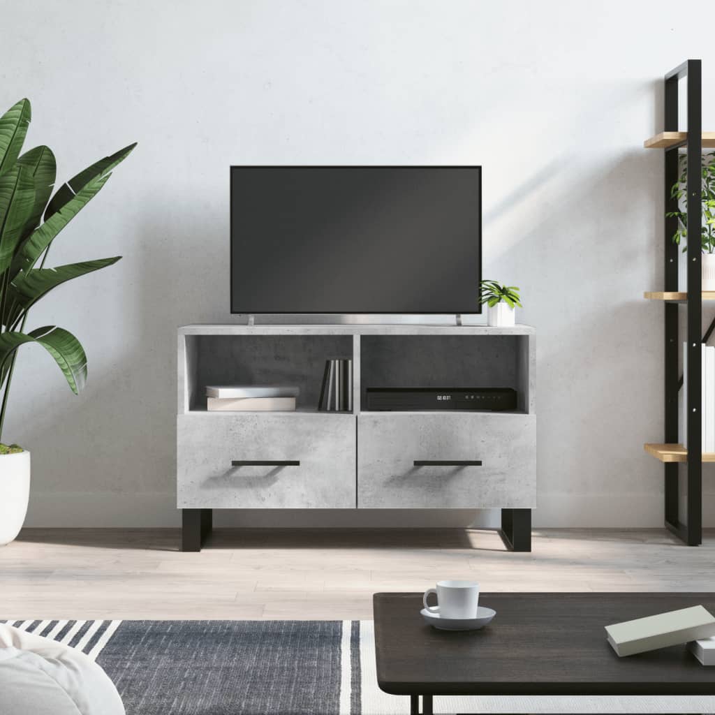 vidaXL Comodă TV, gri beton, 80x36x50 cm, lemn compozit vidaXL Comodă TV, gri beton, 80x36x50 cm, lemn compozit