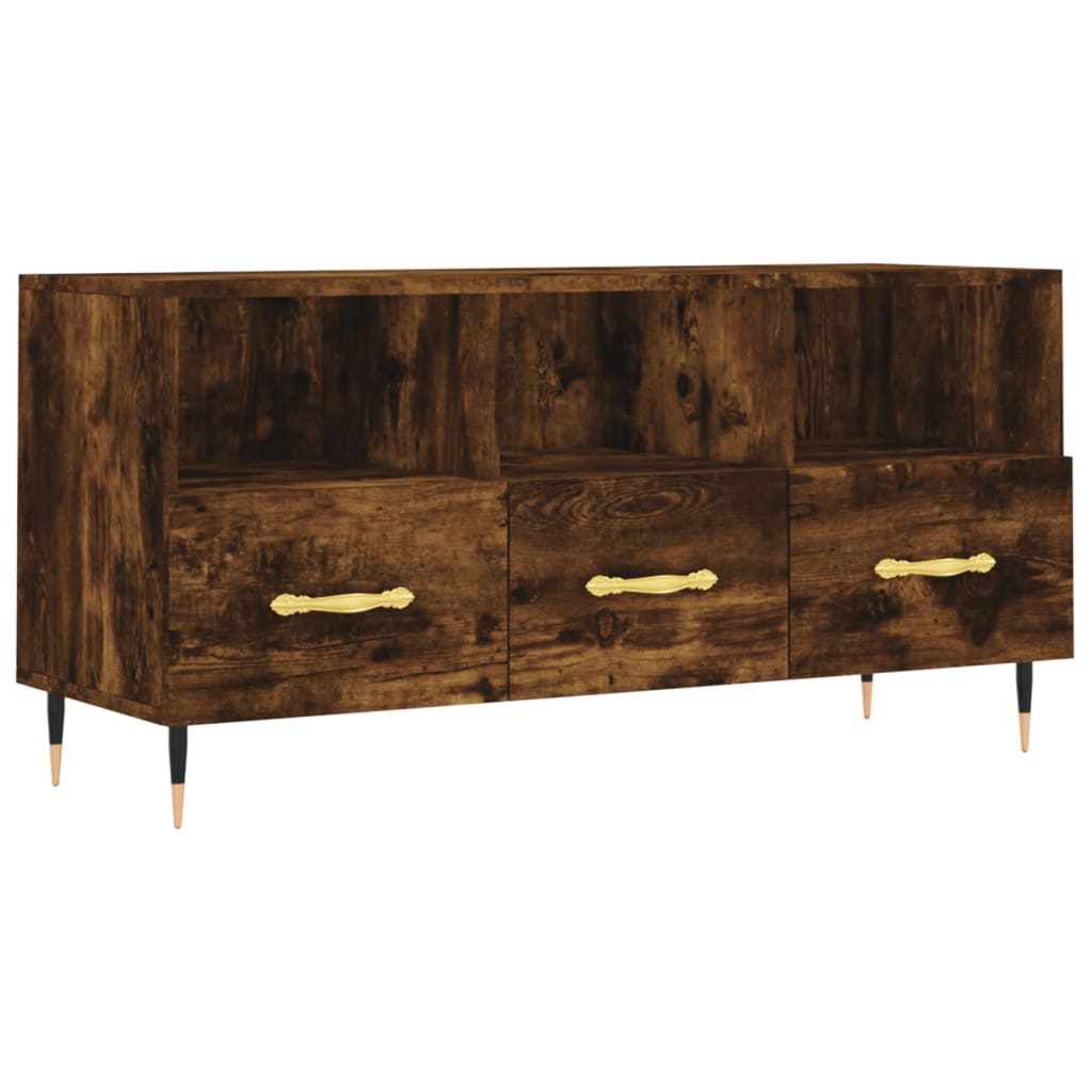 vidaXL Dulap TV stejar afumat, 102x36x50 cm, lemn prelucrat