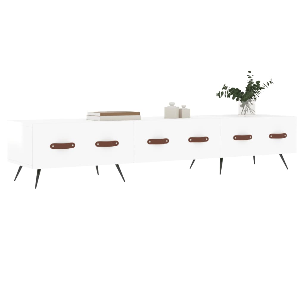 vidaXL Comodă TV, alb extralucios, 150x36x30 cm, lemn prelucrat