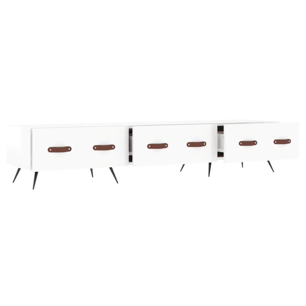vidaXL Comodă TV, alb extralucios, 150x36x30 cm, lemn prelucrat