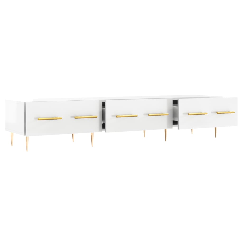 vidaXL Comodă TV, alb extralucios, 150x36x30 cm, lemn prelucrat