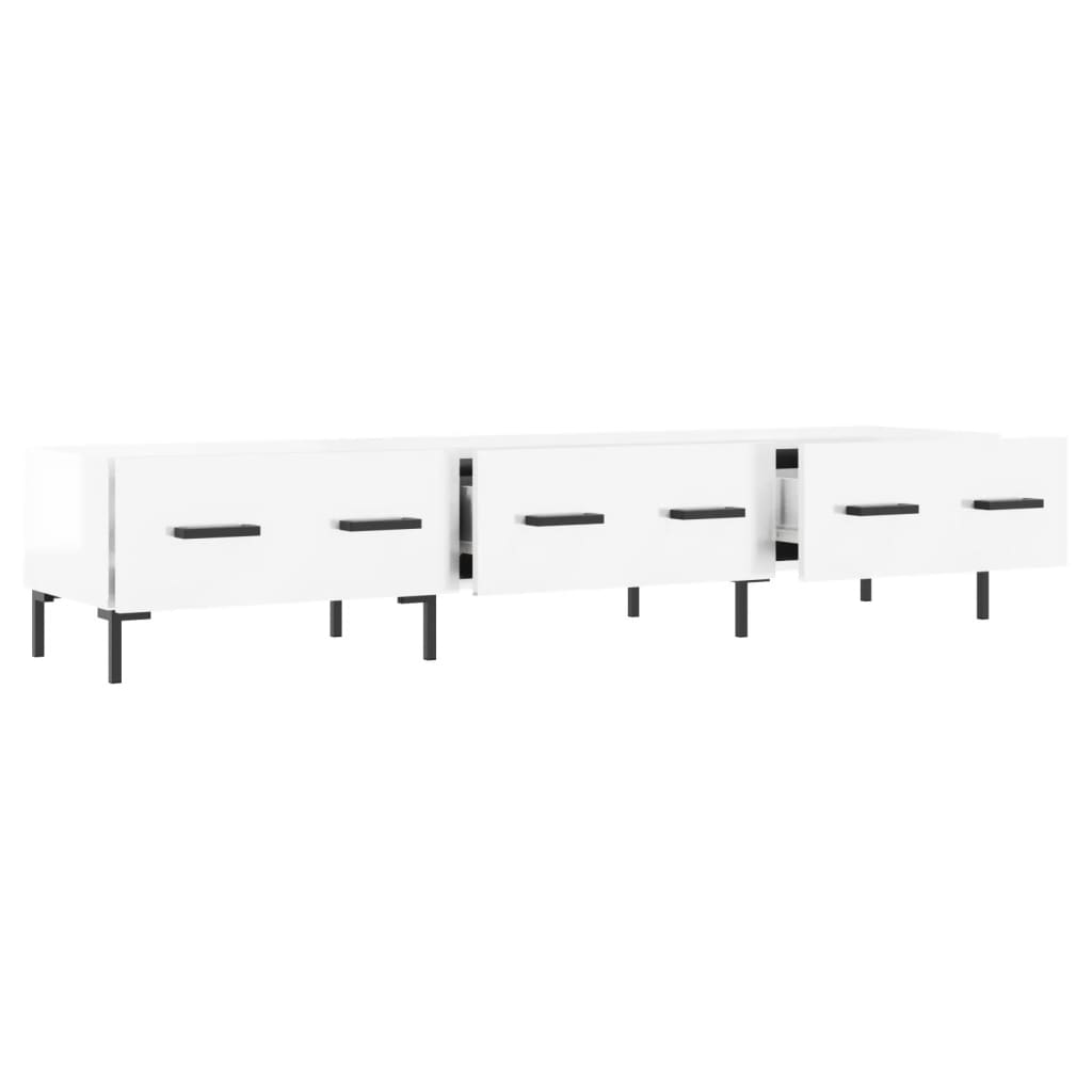 vidaXL Comodă TV, alb extralucios, 150x36x30 cm, lemn prelucrat
