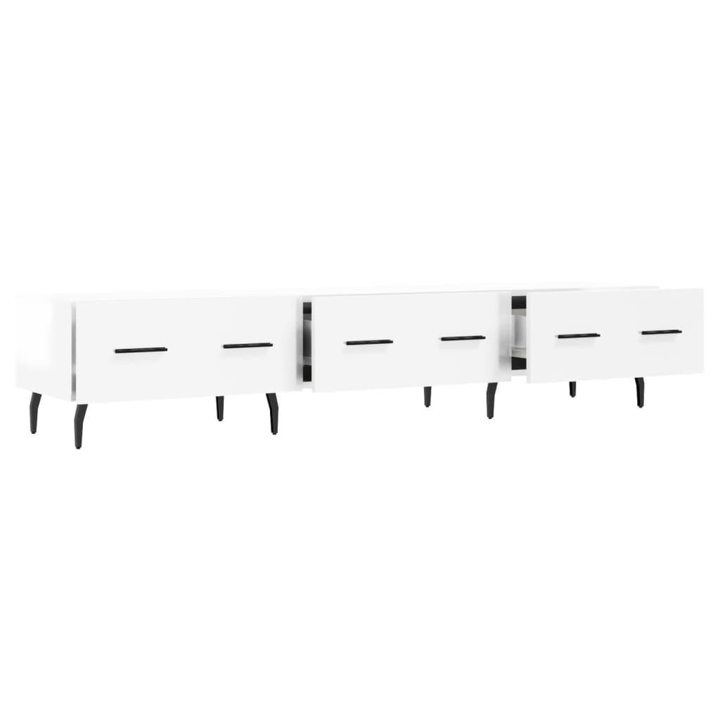 vidaXL Comodă TV, alb extralucios, 150x36x30 cm, lemn prelucrat