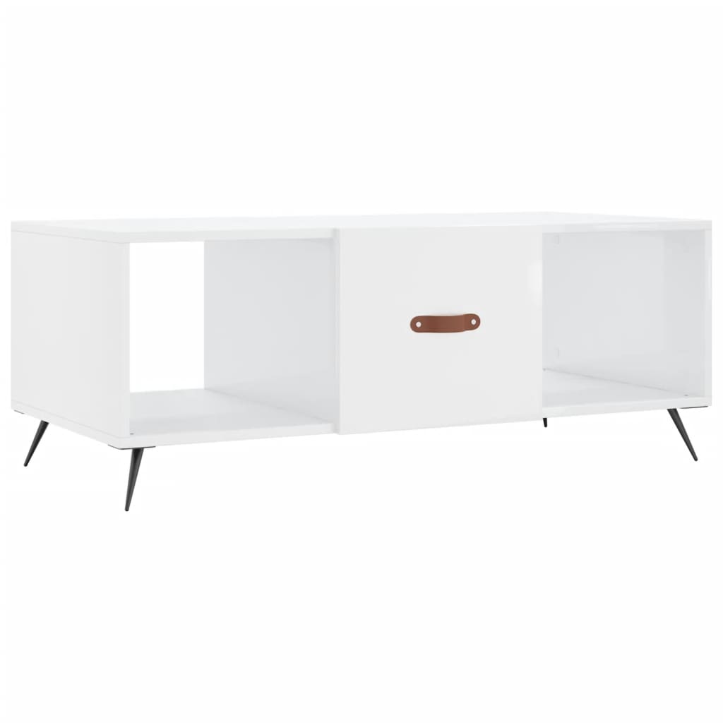 vidaXL Măsuță de cafea, alb extralucios, 102x50x40 cm, lemn prelucrat vidaXL Măsuță de cafea, alb extralucios, 102x50x40 cm, lemn prelucrat