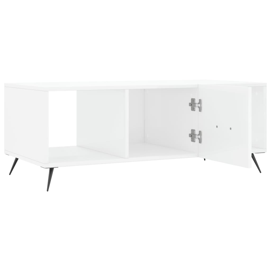 vidaXL Măsuță de cafea, alb extralucios, 102x50x40 cm, lemn prelucrat vidaXL Măsuță de cafea, alb extralucios, 102x50x40 cm, lemn prelucrat
