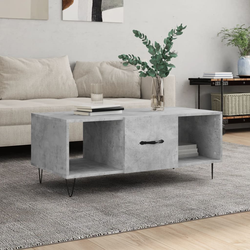 vidaXL Măsuță de cafea, gri beton, 102x50x40 cm, lemn prelucrat vidaXL Măsuță de cafea, gri beton, 102x50x40 cm, lemn prelucrat