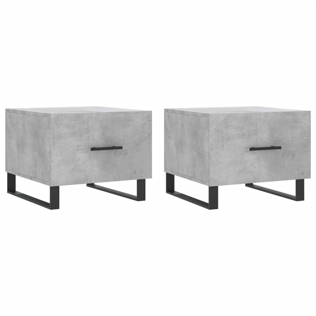 vidaXL Măsuțe de cafea, 2 buc., gri beton, 50x50x40 cm, lemn compozit vidaXL Măsuțe de cafea, 2 buc., gri beton, 50x50x40 cm, lemn compozit