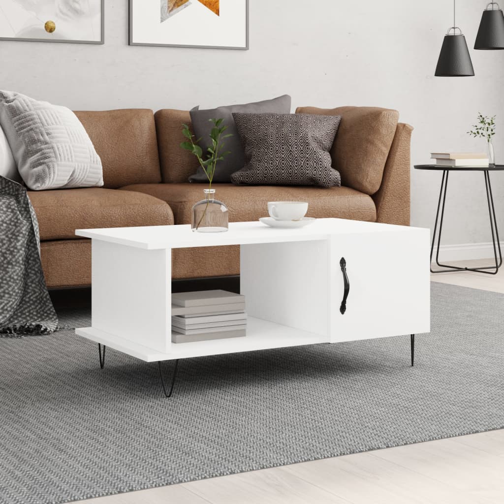 vidaXL Măsuță de cafea, alb, 90x50x40 cm, lemn prelucrat vidaXL Măsuță de cafea, alb, 90x50x40 cm, lemn prelucrat