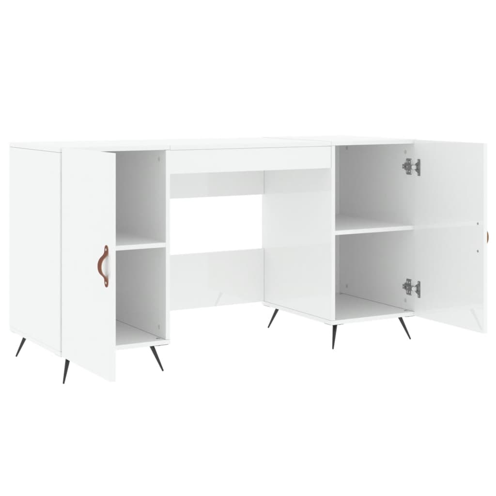 vidaXL Birou, alb extralucios, 140x50x75 cm, lemn compozit