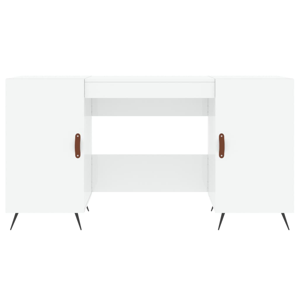 vidaXL Birou, alb extralucios, 140x50x75 cm, lemn compozit