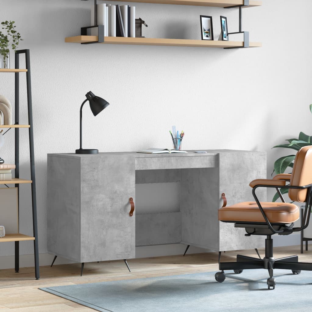 vidaXL Birou, gri beton, 140x50x75 cm, lemn compozit
