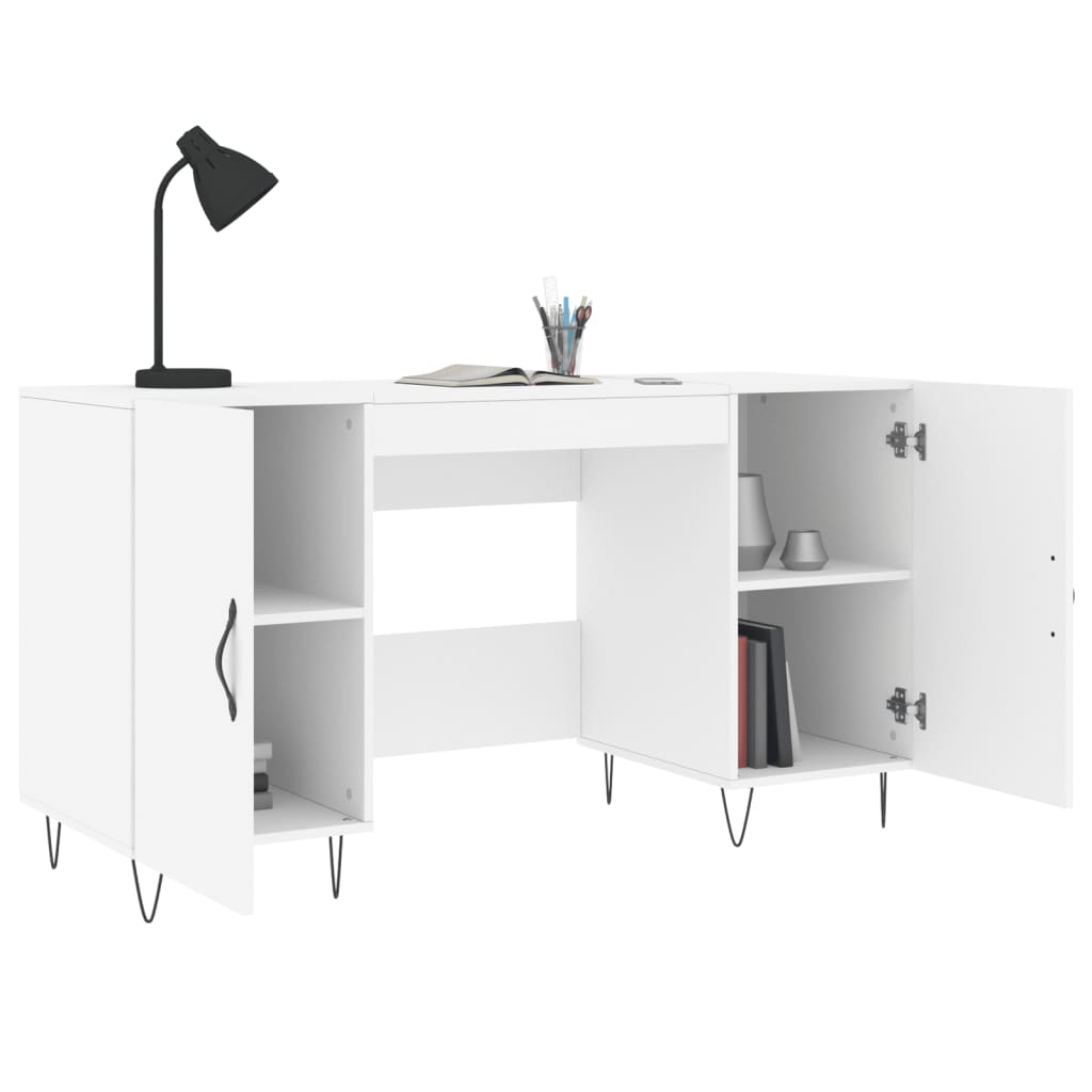 vidaXL Birou, alb, 140x50x75 cm, lemn compozit