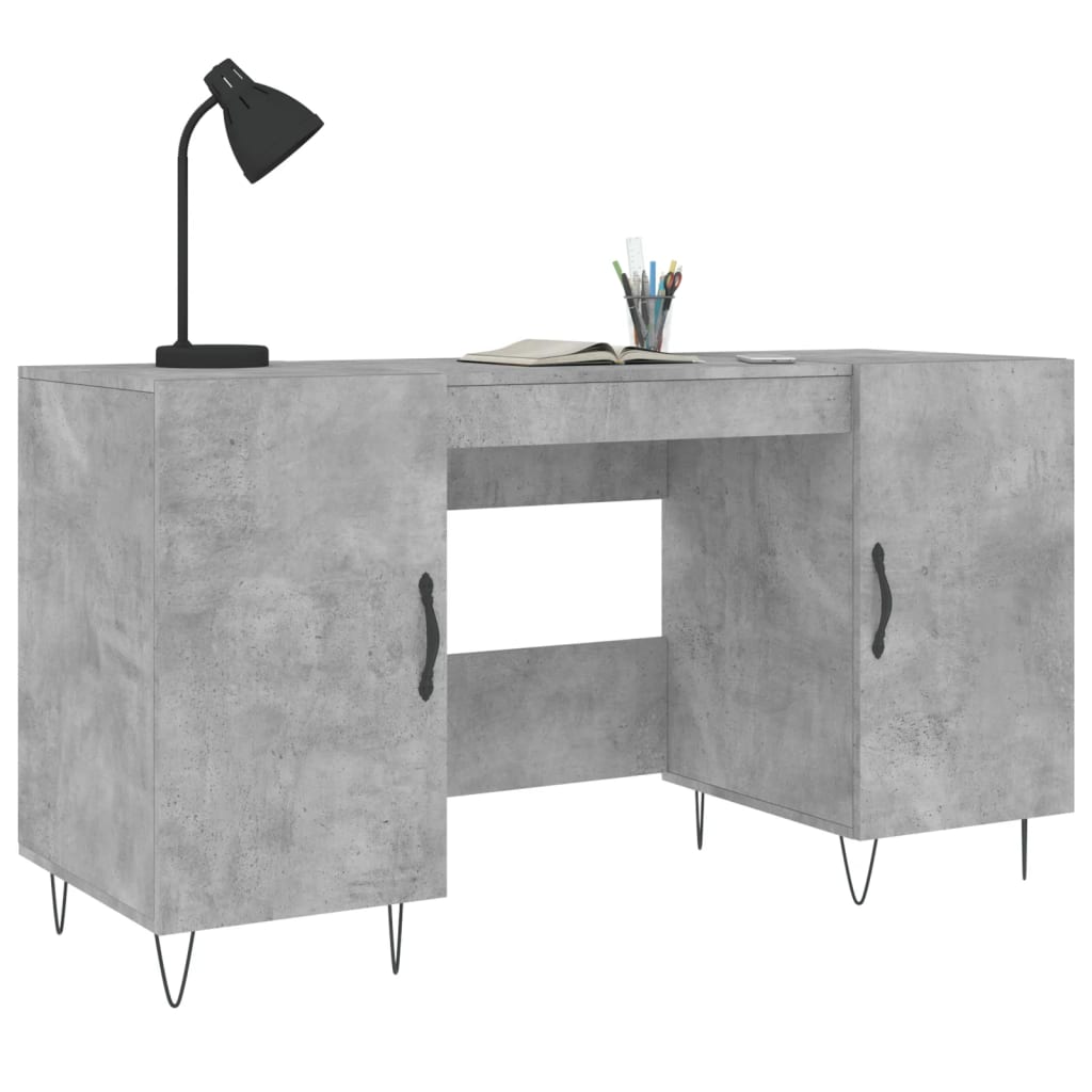 vidaXL Birou, gri beton, 140x50x75 cm, lemn compozit