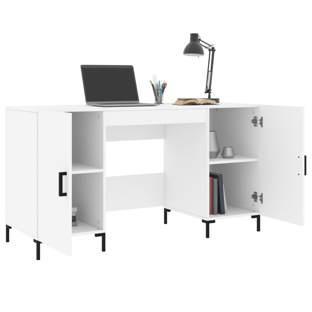 vidaXL Birou, alb, 140x50x75 cm, lemn compozit vidaXL Birou, alb, 140x50x75 cm, lemn compozit