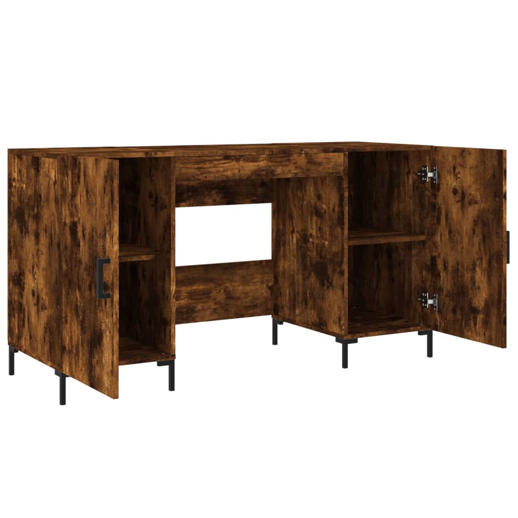 vidaXL Birou, stejar afumat, 140x50x75 cm, lemn compozit