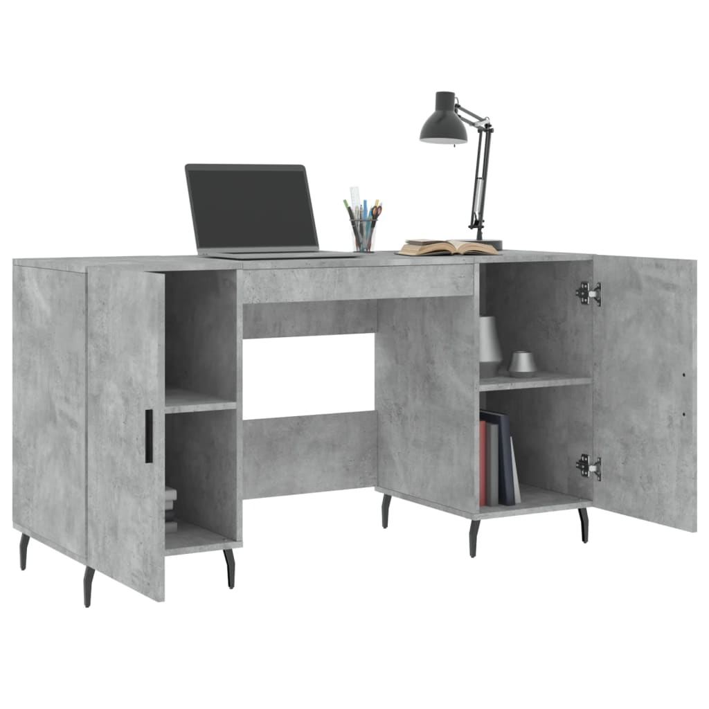 vidaXL Birou, gri beton, 140x50x75 cm, lemn compozit