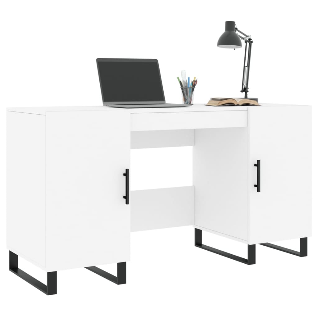 vidaXL Birou, alb, 140x50x75 cm, lemn prelucrat