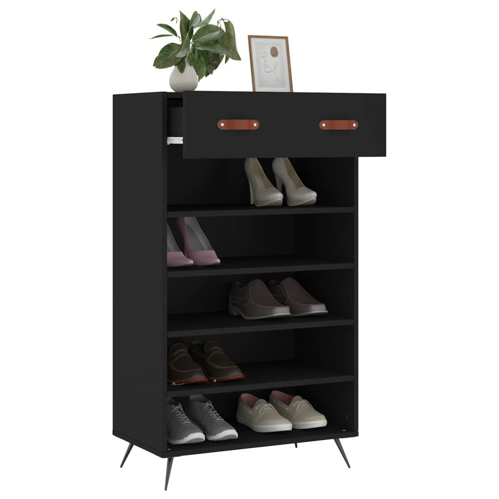 vidaXL Pantofar, negru, 60x35x105 cm, lemn compozit vidaXL Pantofar, negru, 60x35x105 cm, lemn compozit