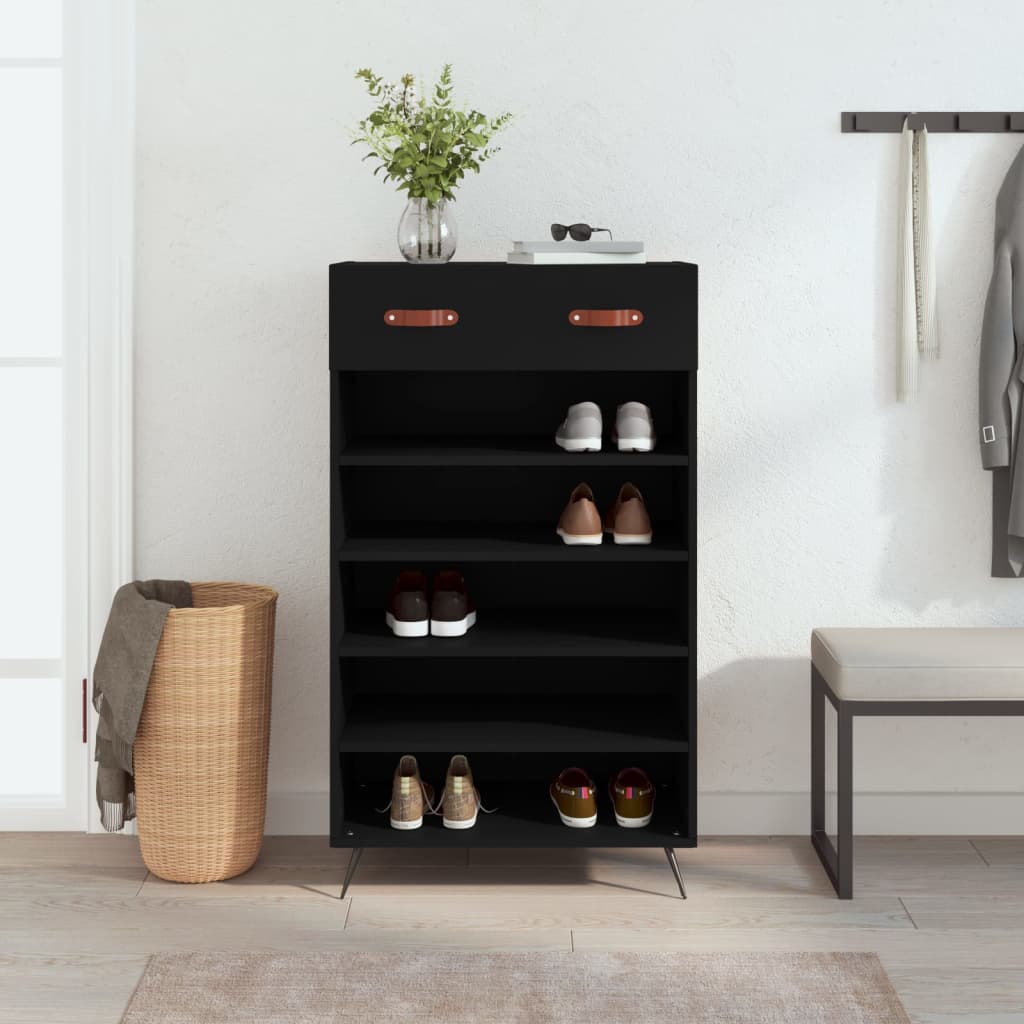 vidaXL Pantofar, negru, 60x35x105 cm, lemn compozit vidaXL Pantofar, negru, 60x35x105 cm, lemn compozit