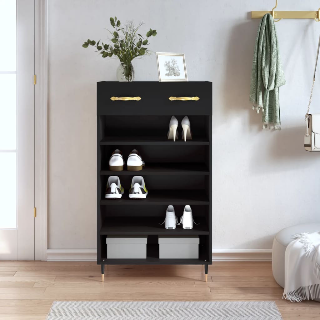 vidaXL Pantofar, negru, 60x35x105 cm, lemn compozit vidaXL Pantofar, negru, 60x35x105 cm, lemn compozit