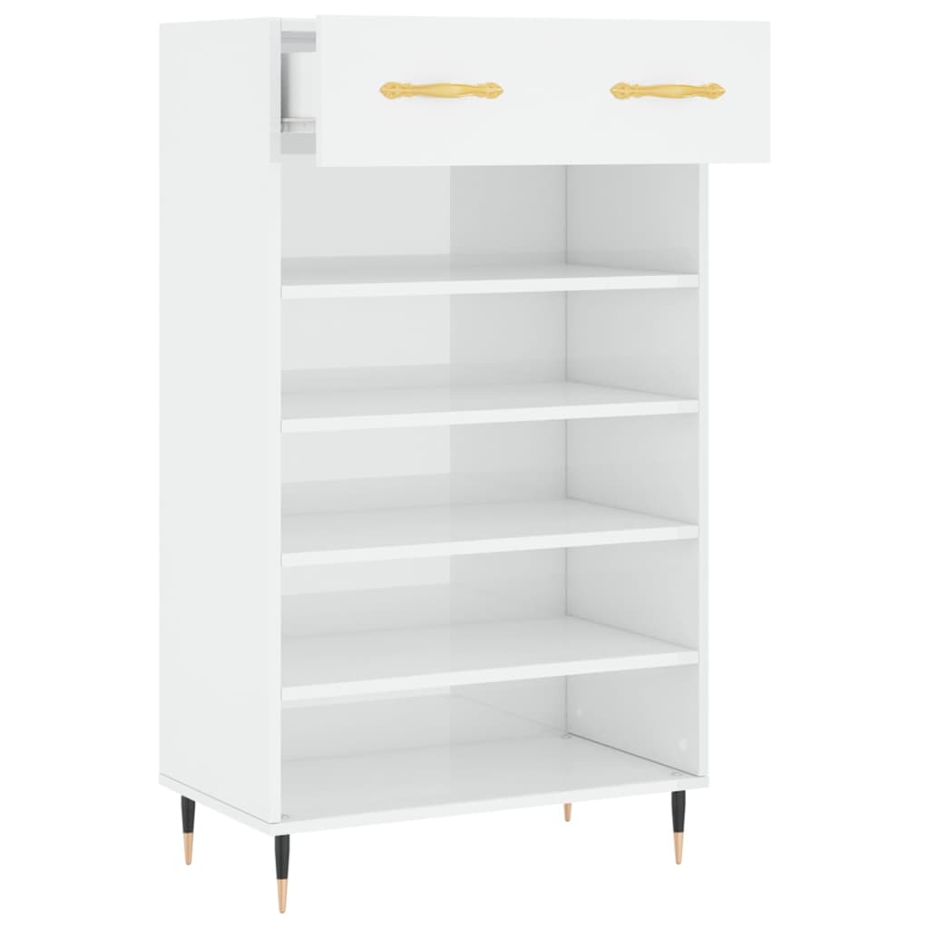 vidaXL Pantofar, alb extralucios, 60x35x105 cm, lemn prelucrat vidaXL Pantofar, alb extralucios, 60x35x105 cm, lemn prelucrat