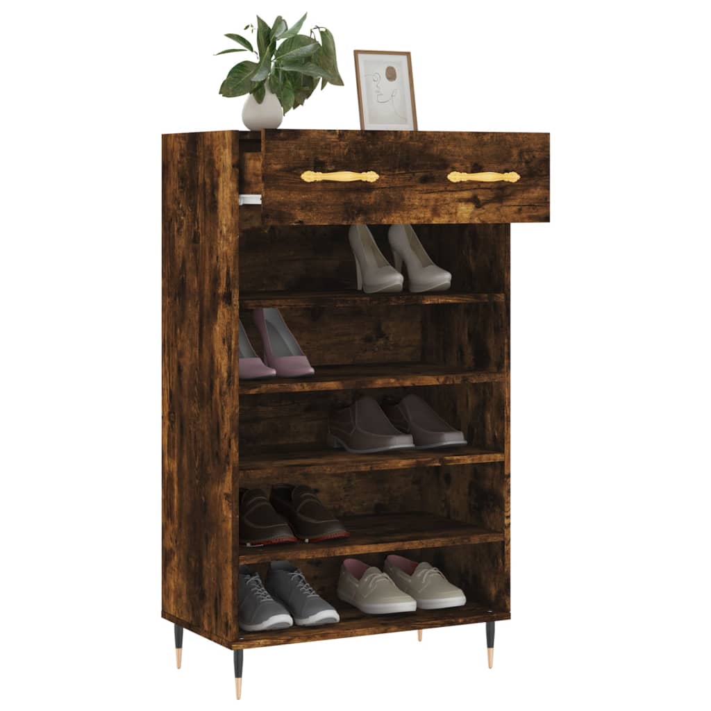 vidaXL Pantofar, stejar afumat, 60x35x105 cm, lemn compozit