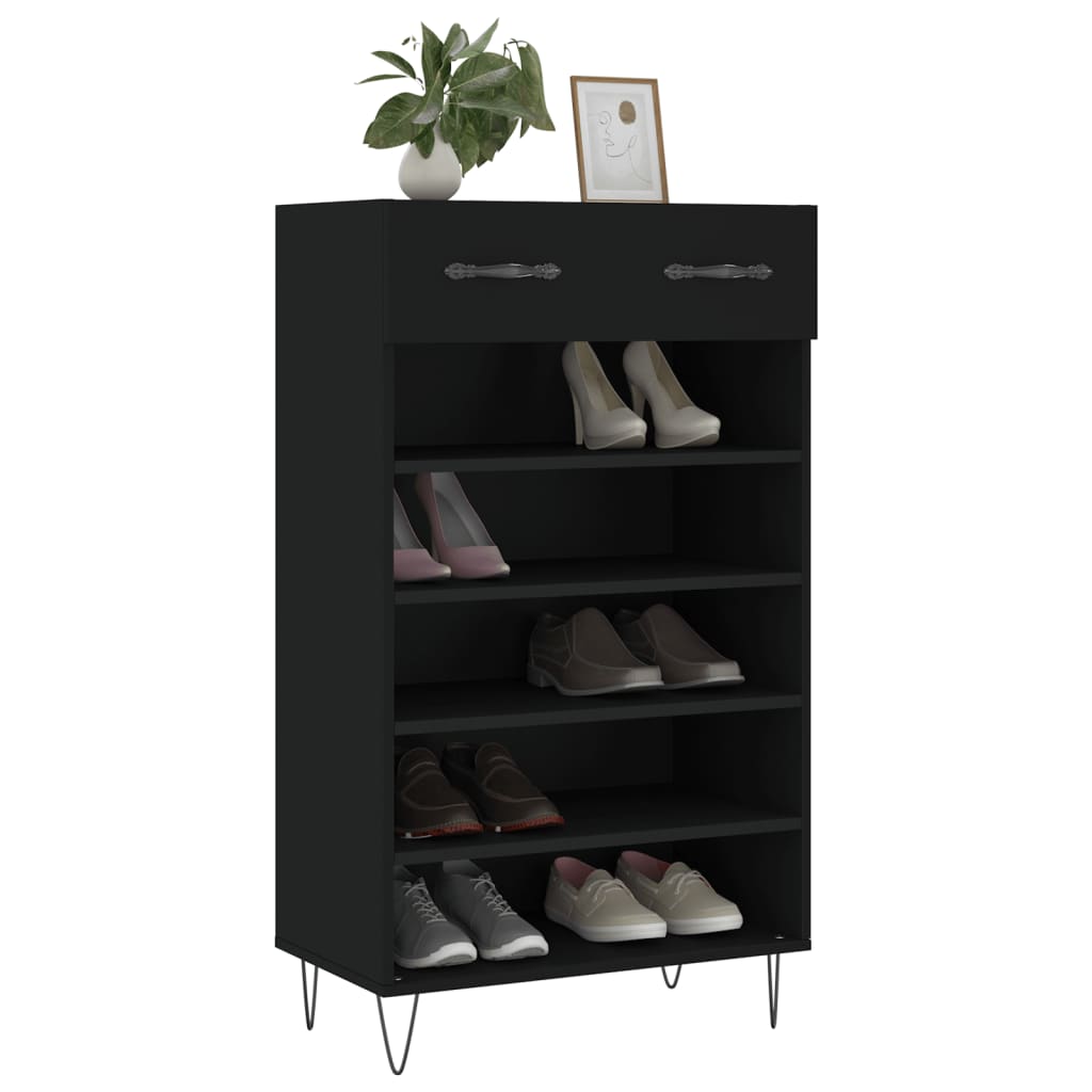 vidaXL Pantofar, negru, 60x35x105 cm, lemn compozit vidaXL Pantofar, negru, 60x35x105 cm, lemn compozit