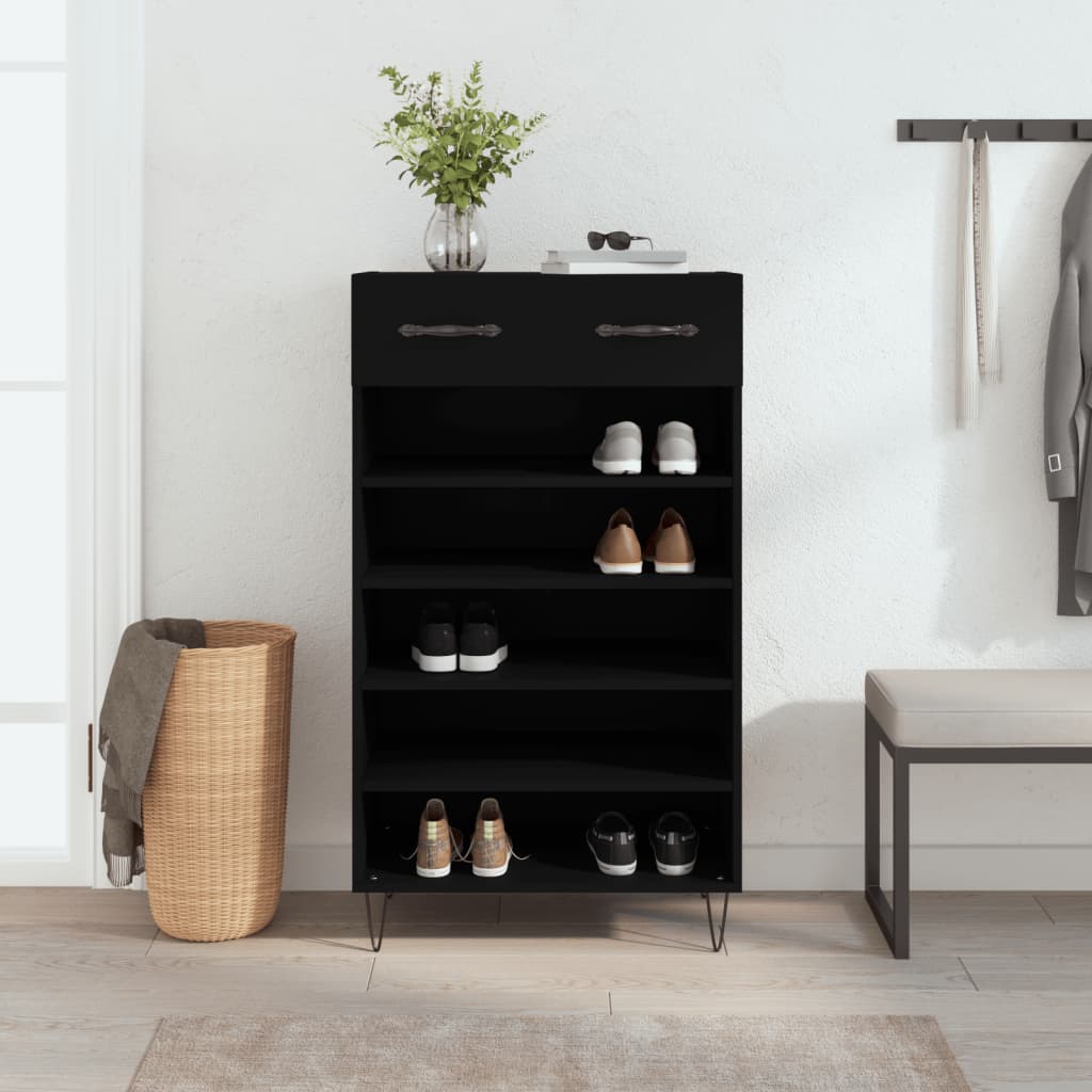 vidaXL Pantofar, negru, 60x35x105 cm, lemn compozit vidaXL Pantofar, negru, 60x35x105 cm, lemn compozit