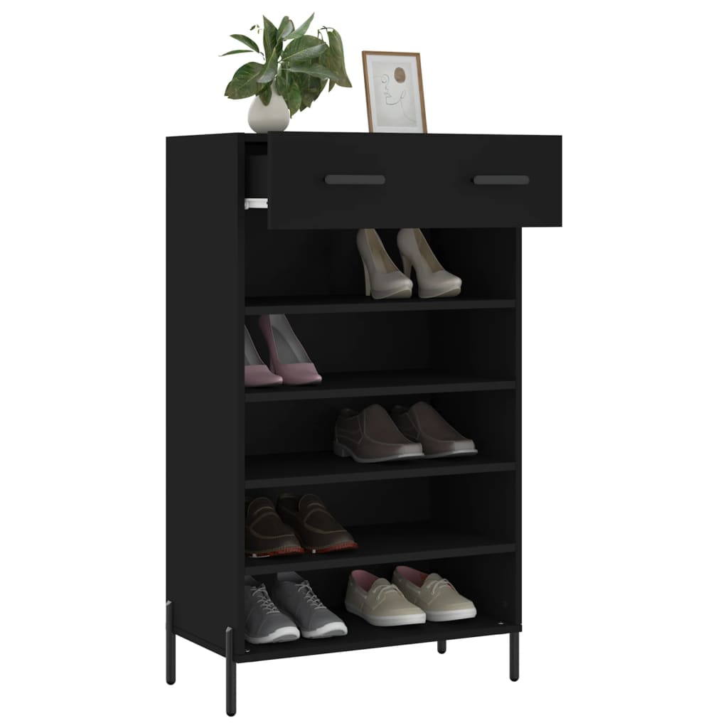 vidaXL Pantofar, negru, 60x35x105 cm, lemn compozit vidaXL Pantofar, negru, 60x35x105 cm, lemn compozit