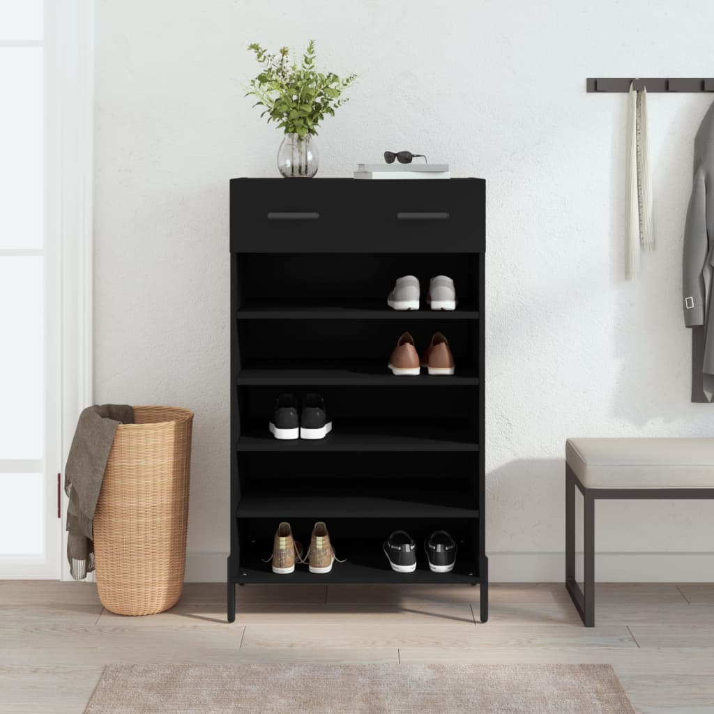 vidaXL Pantofar, negru, 60x35x105 cm, lemn compozit vidaXL Pantofar, negru, 60x35x105 cm, lemn compozit