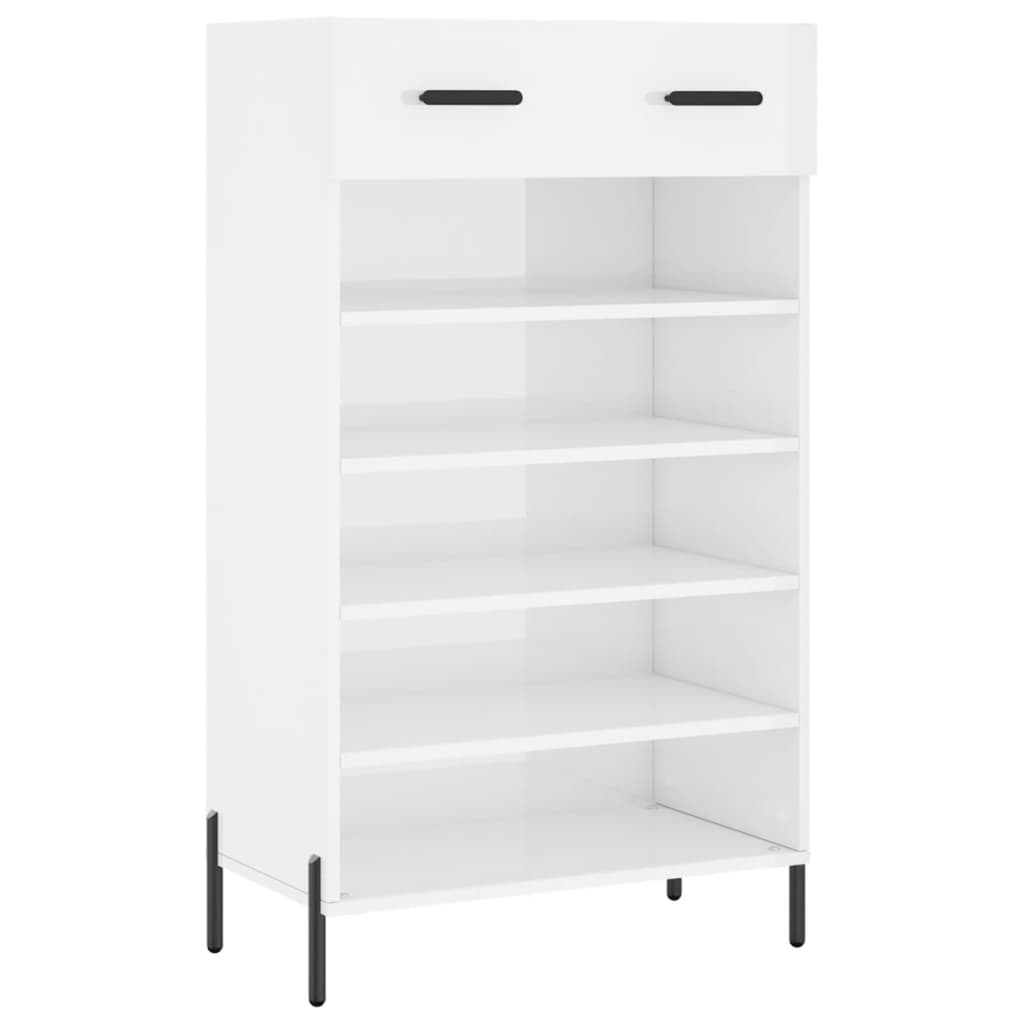 vidaXL Pantofar, alb extralucios, 60x35x105 cm, lemn prelucrat