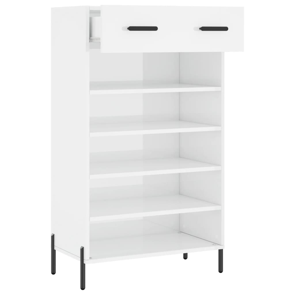 vidaXL Pantofar, alb extralucios, 60x35x105 cm, lemn prelucrat