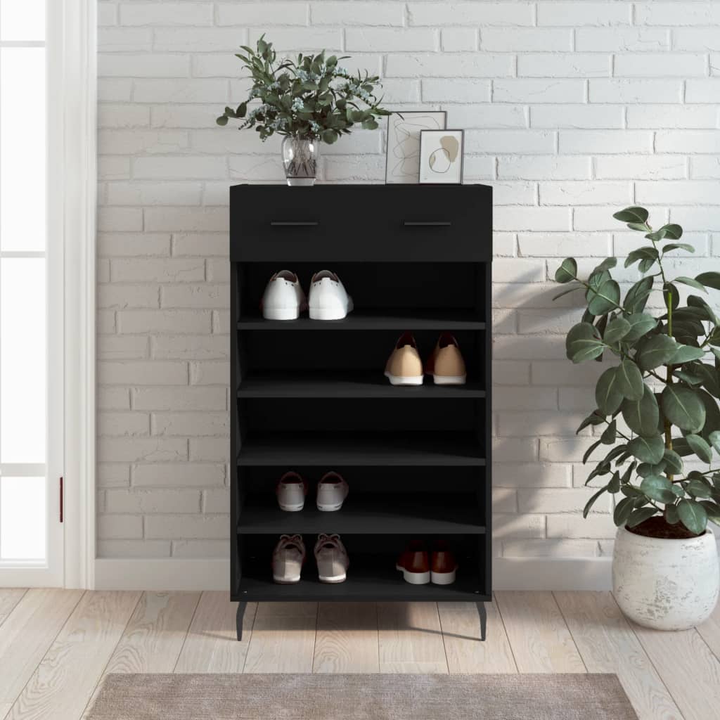 vidaXL Pantofar, negru, 60x35x105 cm, lemn compozit vidaXL Pantofar, negru, 60x35x105 cm, lemn compozit