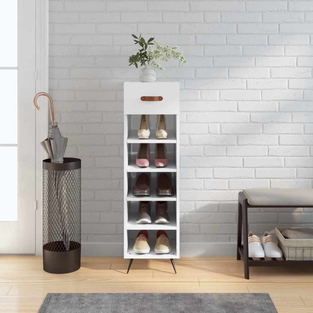 vidaXL Pantofar, alb, 30x35x105 cm, lemn compozit vidaXL Pantofar, alb, 30x35x105 cm, lemn compozit