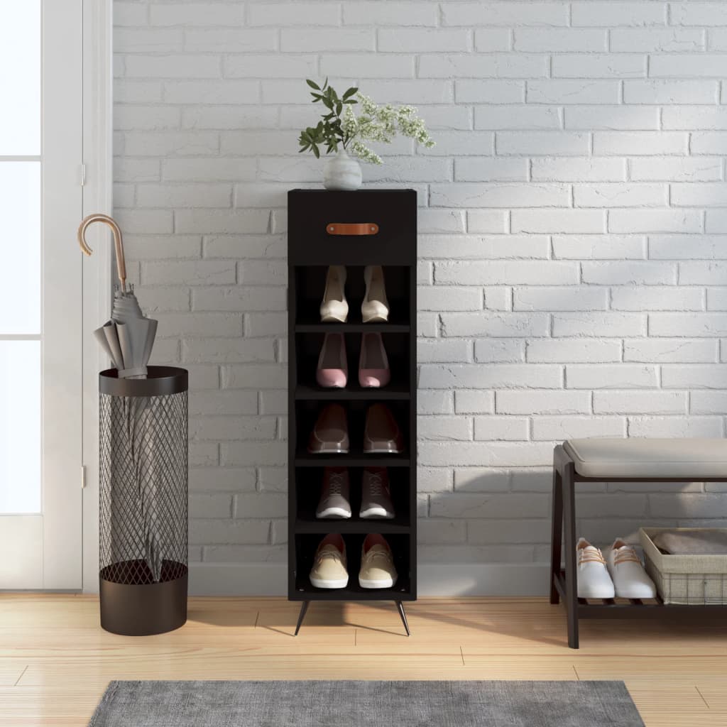 vidaXL Pantofar, negru, 30x35x105 cm, lemn compozit vidaXL Pantofar, negru, 30x35x105 cm, lemn compozit