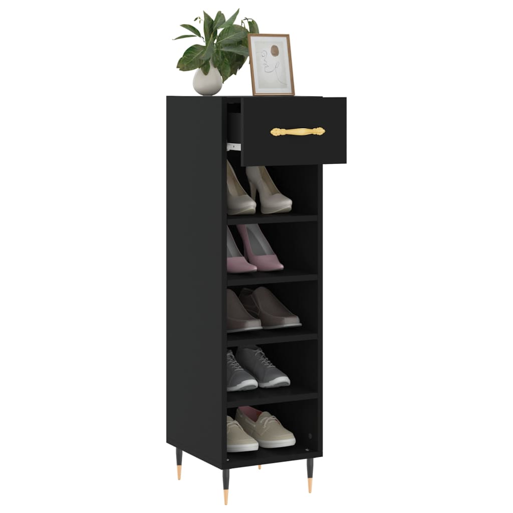 vidaXL Pantofar, negru, 30x35x105 cm, lemn compozit vidaXL Pantofar, negru, 30x35x105 cm, lemn compozit