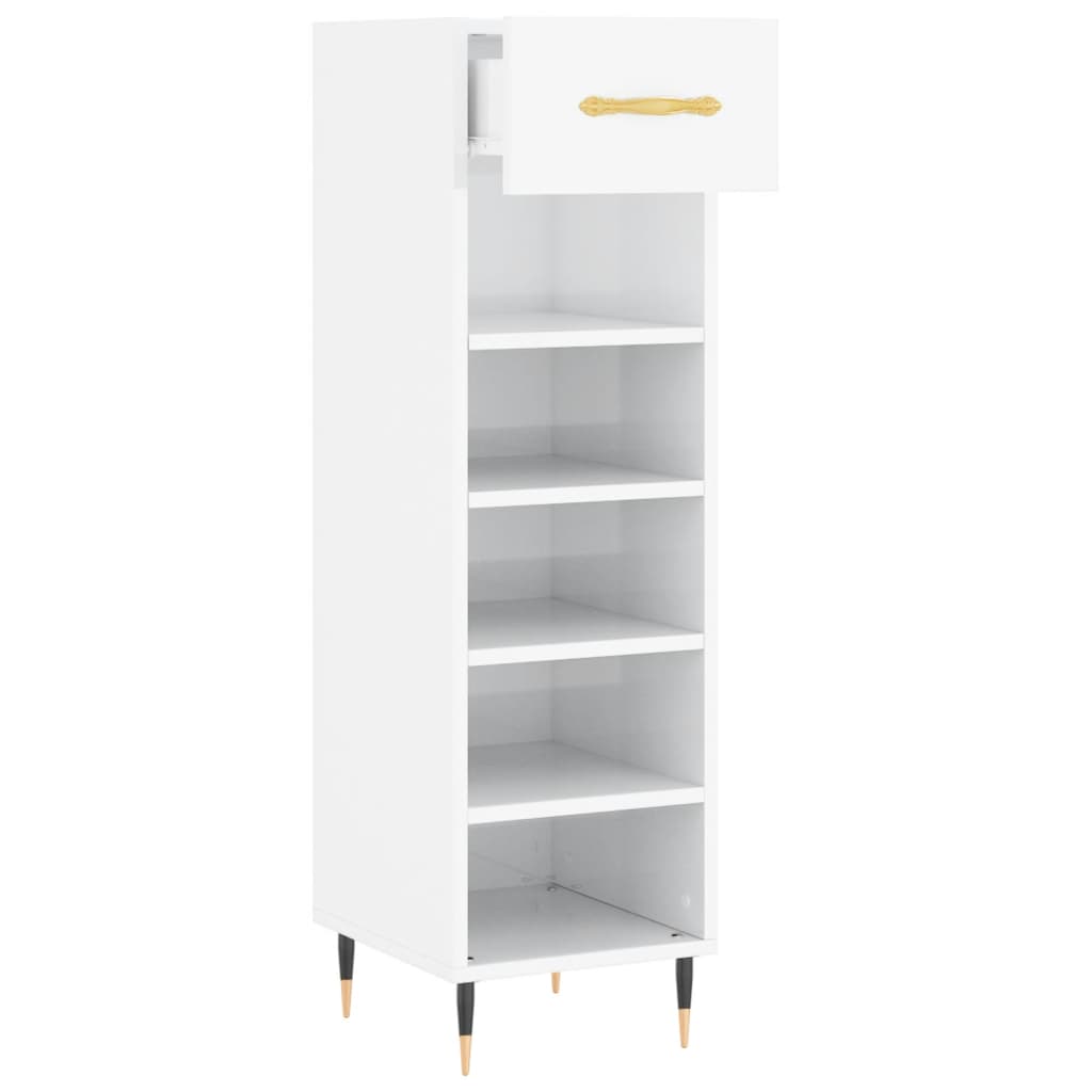 vidaXL Pantofar, alb extralucios, 30x35x105 cm, lemn prelucrat