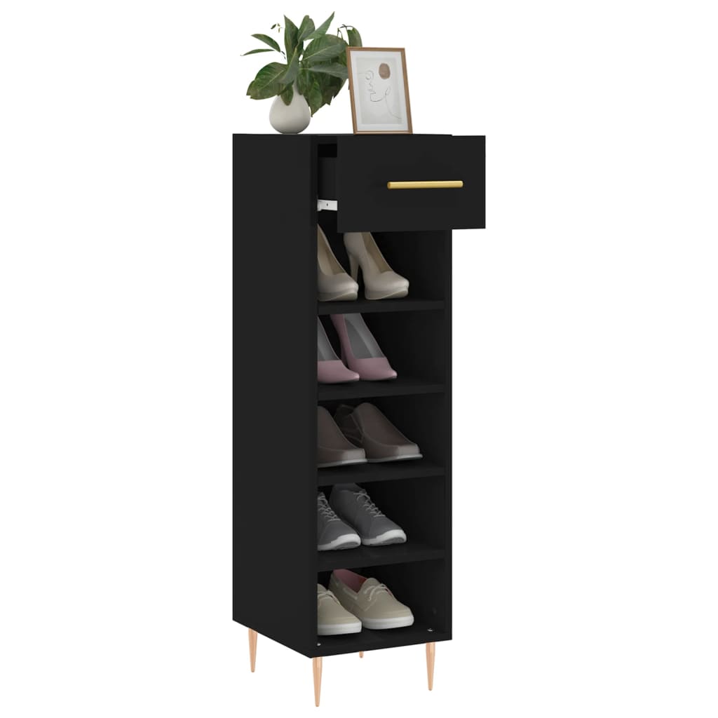 vidaXL Pantofar, negru, 30x35x105 cm, lemn compozit vidaXL Pantofar, negru, 30x35x105 cm, lemn compozit